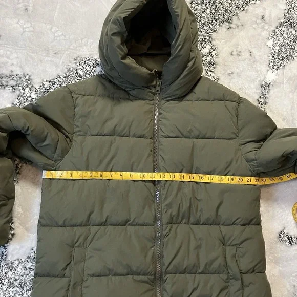 Zadig Voltaire Coat Womens Sz L Green Hooded Puffer Stand Collar Mid Length - Picture 3 of 9